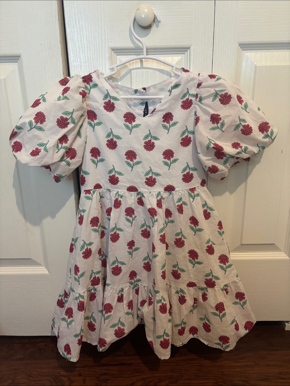 Janie and Jack White Dress with Red Floral Print